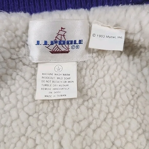 Barbie Rare Vintage Sherpa Zip Jacket 1990’s  Girls Size Large (14) - Picture 7 of 8